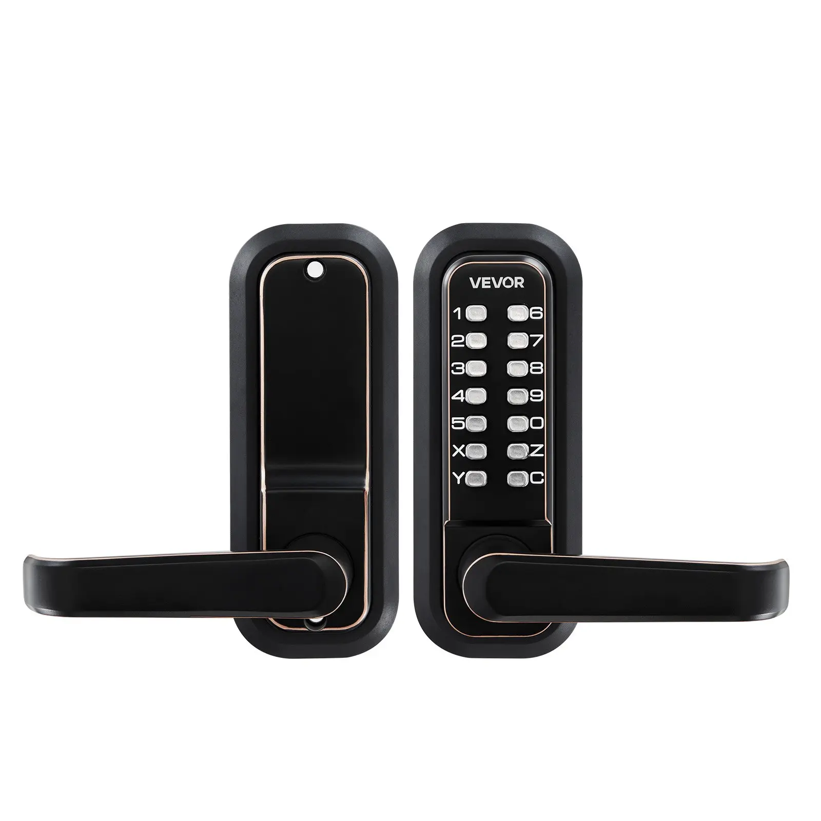 【DealsForYouDays】VEVOR Mechanical Keyless Entry Door Lock, 2.0 Code Upgrade, 4-7 Digits Code, Single-Sided Push Button Combination Keypad Door Lock with Handle, Auto Locking, for Indoor or Outdoor, Oil-Rubbed Bronze