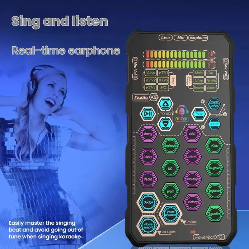 Hosabely SK9 handheld mini soundcard,voicechangerrecording set