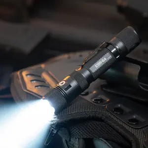 PowerTac E9R G4 Tactical Flashlight 2550 Lumen Rechargeable LED with Magnetic & USB Charging IPX8 Waterproof 5 Brightness Settings Strobe Function Compact Design for Emergency Camping and EDC