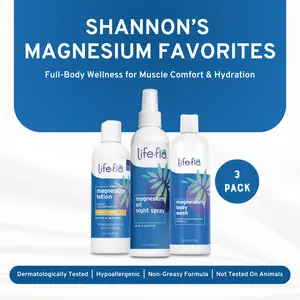 Shannon's Magnesium Favorites - Magnesium Lotion with Vanilla Scent, Magnesium Oil Night Spray and Magnesium Body Wash