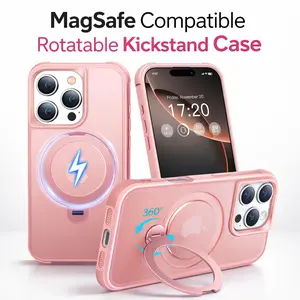 PuyaTeya iPhone 17/16/15 Pro Max/Pro Magnetic Case with 360° Rotating Invisible Kickstand, Military-Grade Drop Protection, MagSafe Compatible