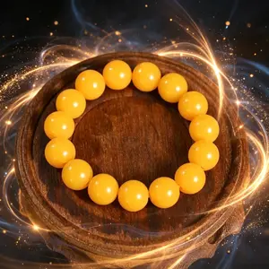 Yellow beaded bracelet unisex, symbolizing wealth attraction, blessings, peace, and smooth progress