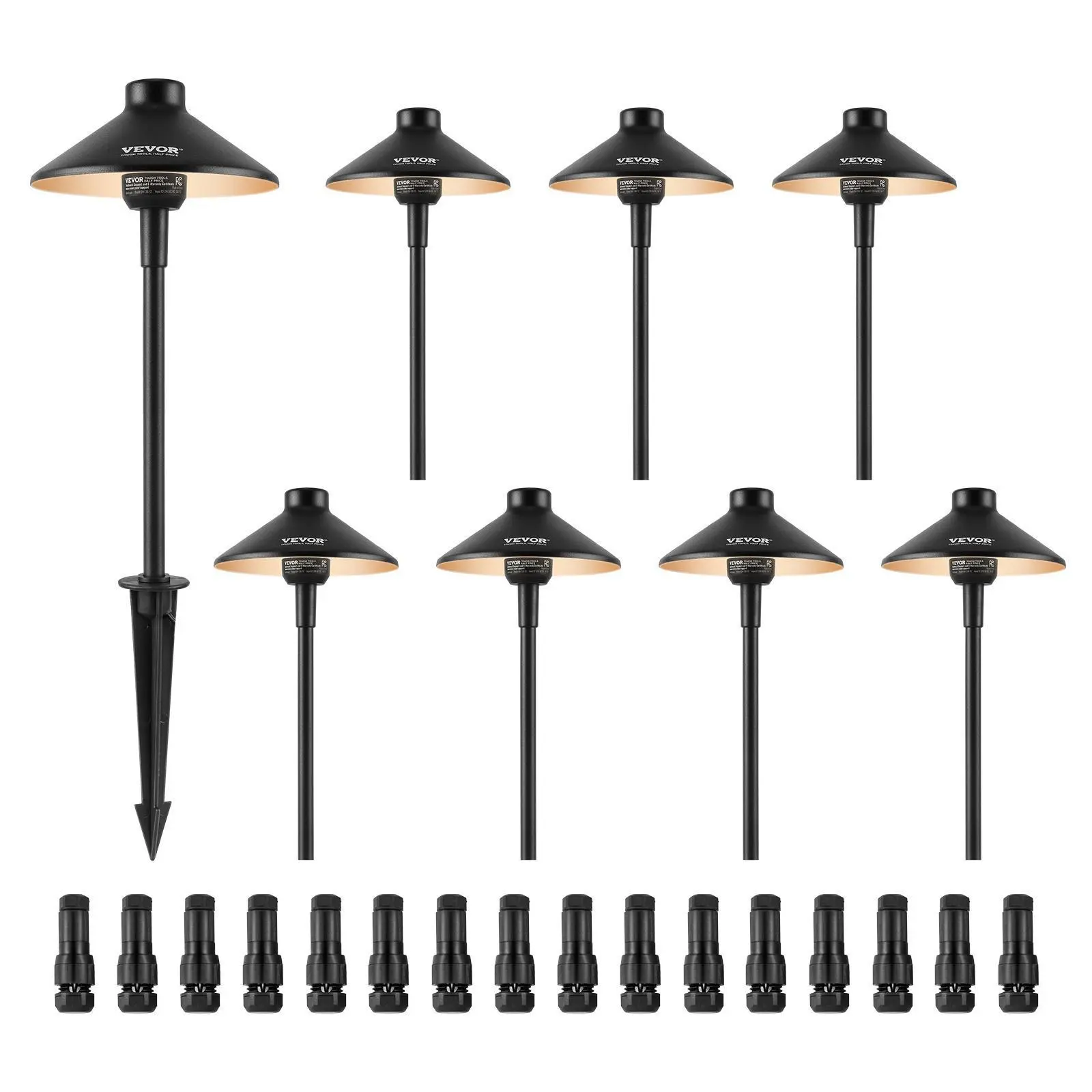 【Summerfinds】VEVOR 8 Pack Low Voltage Landscape Path Lights,  , 3W 210LM 12V-24VAC/DC Outdoor LED Pathway Lighting, 3000K Warm White Walkway Lights with Quick Connectors, IP66 Waterproof for Yard Garden Sidewalk