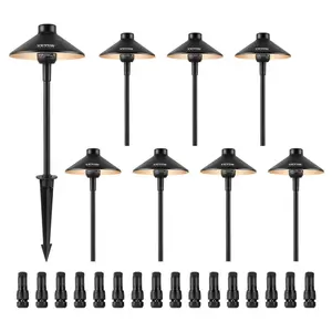 【Summervibes】VEVOR 8 Pack Low Voltage Landscape Path Lights,  , 3W 210LM 12V-24VAC/DC Outdoor LED Pathway Lighting, 3000K Warm White Walkway Lights with Quick Connectors, IP66 Waterproof for Yard Garden Sidewalk