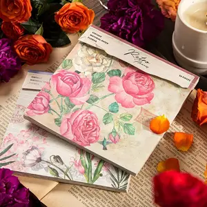 Random Color Vintage Flower Pattern Material Paper, 2 Counts/100 Sheets Scrapbooking & Stamping Paper, DIY Decorative Paper for Scrapbooking & Journal Making