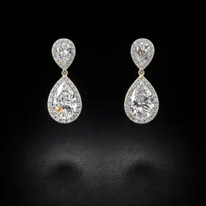 Double Pear Drop Earrings – Moissanite | Silver & Gold | 23mm