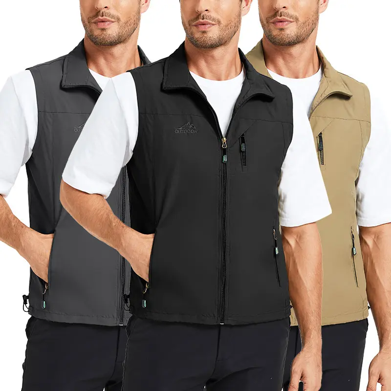 CATTIBOR Men's Zip Up Fitted High Neck Vest Jacket ,Outdoor Light & Waterproof Men Vest,Men Breathable Vest Tank Top,Fitness Workout Sports Vest Excerise Sleeveless Vest For Fall & Winter,Men Clothes For Outdoor Activities