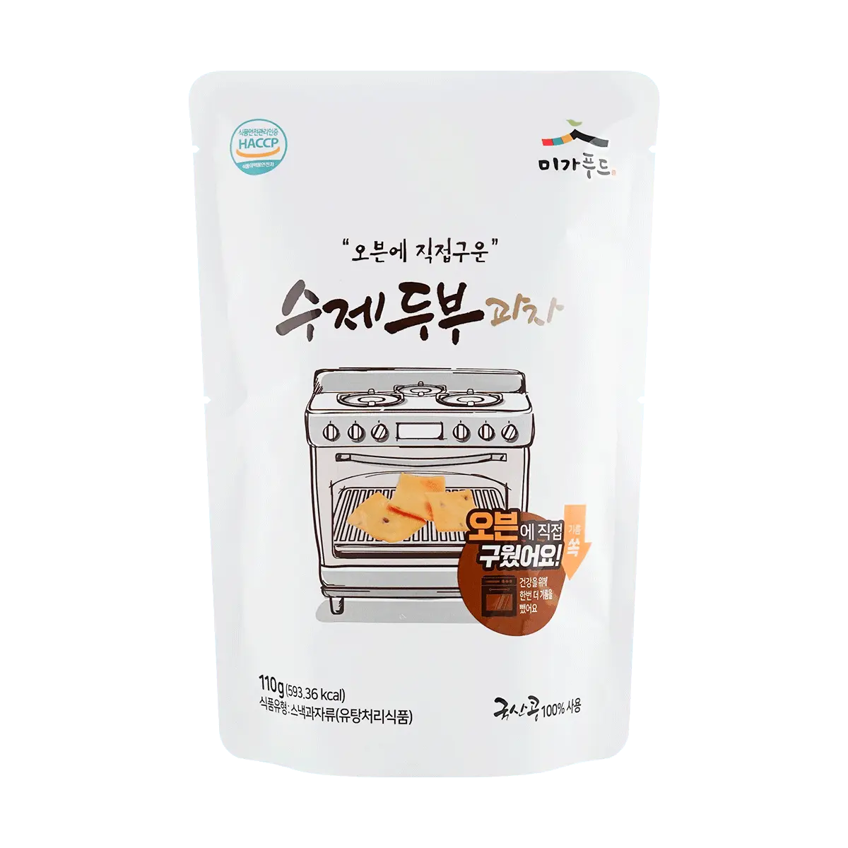 JAYONE Handmade Korean Tofu Snack Original Flavor 110g - Crispy Savory Rice Crackers for Adults & Kids