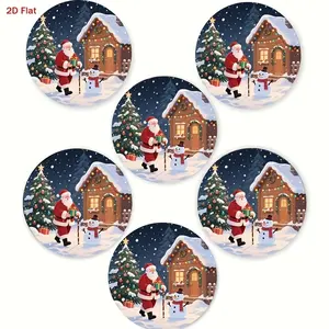 6-piece charming round wooden coasters - Christmas snowmen, heat-resistant and non-slip drink pads, suitable for home and restaurant table decoration, perfect housewarming gift