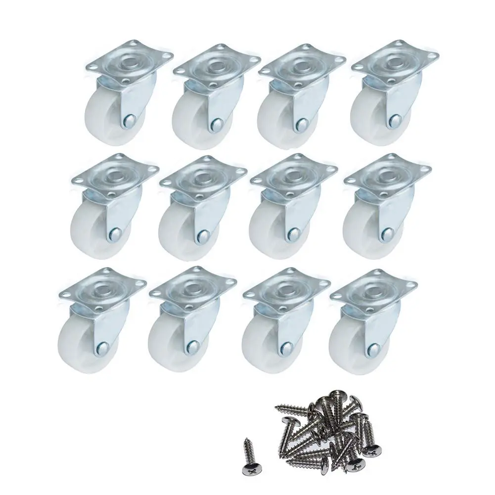 1" Small Caster Wheels Swivel Casters Trolley Wheels for Furniture Project Cart, Industrial Casters Single Wheel with Rubber Base Ball Bearing Heavy Duty(12 Pack)