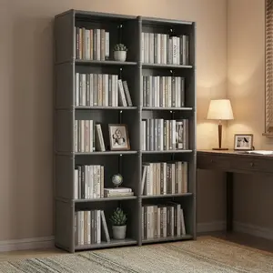 Simple Bookshelf, 10 Compartments, Detachable. Ideal for files, books, clothes and decorations.