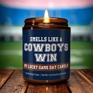[Sale Up To 50%] Smells Like a Cowboys Win, Cowboys Lucky Game Day Candle, Football Candle, Fans Gift, Game Day Decor, Sport Themed Candle