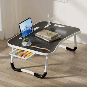 1-Portable Foldable Lap Desk with Storage Drawer & Cup Holder for Bed Couch Working and Reading - Laptop Bed Desk