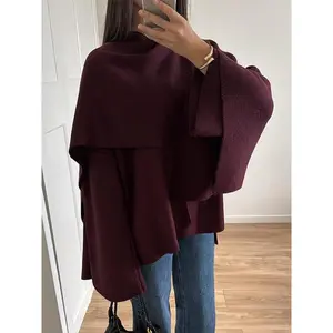 Shawl Cape Scarf Collar Knitted Short Overcoat Jacket