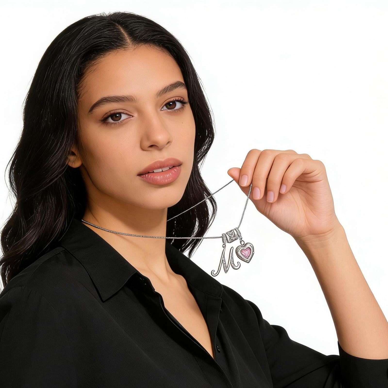 Letter Necklace Initial 925 Sterling Silver AlphabetPendant Crystal Name Gift Women Cubic Zirconia Jewelry