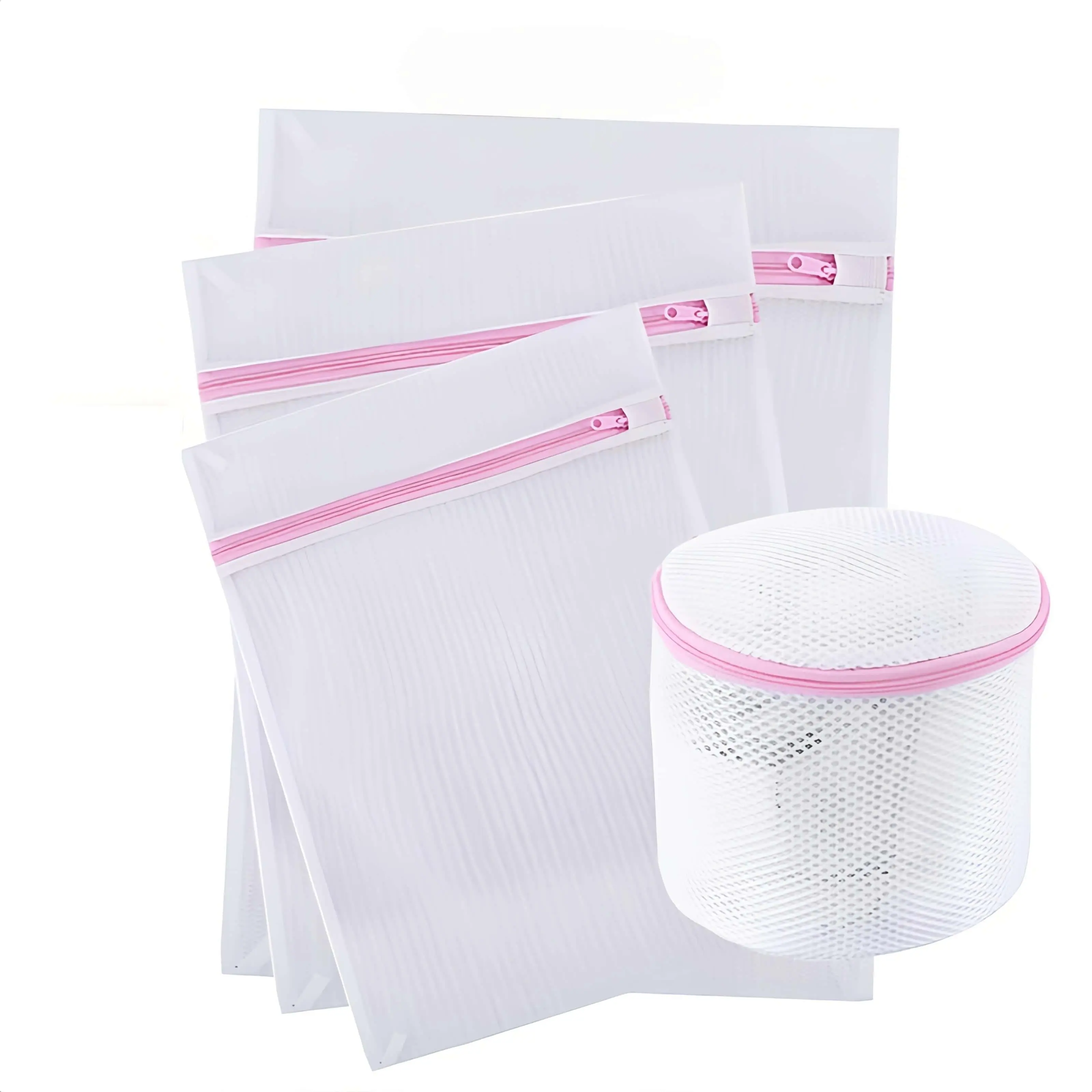 4-Pack Heavy Duty Mesh Laundry Bags Delicate Care System for Bras/Shoes/Sweaters, Hypoallergenic Washing Protector with Zipper Lock for Machine Wash Net Household Items White Home Goods Lightweight Washer
