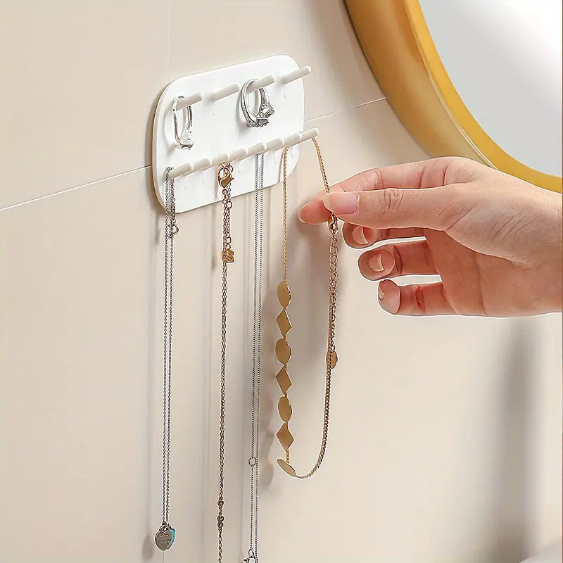 1pc Jewelry Storage Hook, Wall-mounted Punch-free Necklace Hanger, Jewelry Bracket, Multi-functional Jewelry Storage Bracket, New Year Gift, Valentine's Day Gift