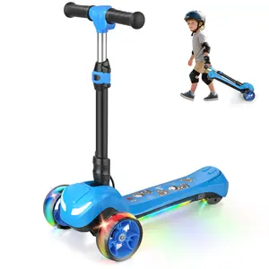 【Kid-Approved】Balance Electric Scooter for Kids Ages 3-12, 3 Adjustable Height Toddler Motorized Scooters, Bluetooth Music Speaker, LED Light 3 Wheels, Thumb Accelerator, Balance Training Scooter for Toddlers,Foldable Scooter for Girls/Boys