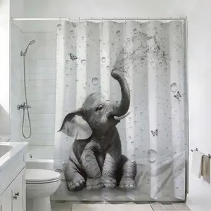 1 Pc Elephant Shower Curtain Designs for Modern Bathroom Elegance Enhancing Home Decor Ideas Stylish Bathroom Renovation Inspiration Creating Comfort and Fun with Unique Printed Patterns Transforming Bathroom Design Trends Bathroom Decoration Accessories