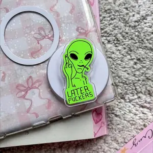 Funny Sarcastic Phone Grip, Later Fuckers Griptok, Rude Middle Finger Frog Phone Stand, Hilarious Meme Accessory, Gag Gift for Friends magnetic mount