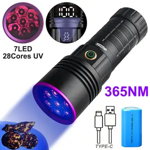 140W 7X365nm Black light USB Rechargeable UV Flashlight Pets Urine Cat Tinea Money Ore Scorpion Invisible Ink Marker Check