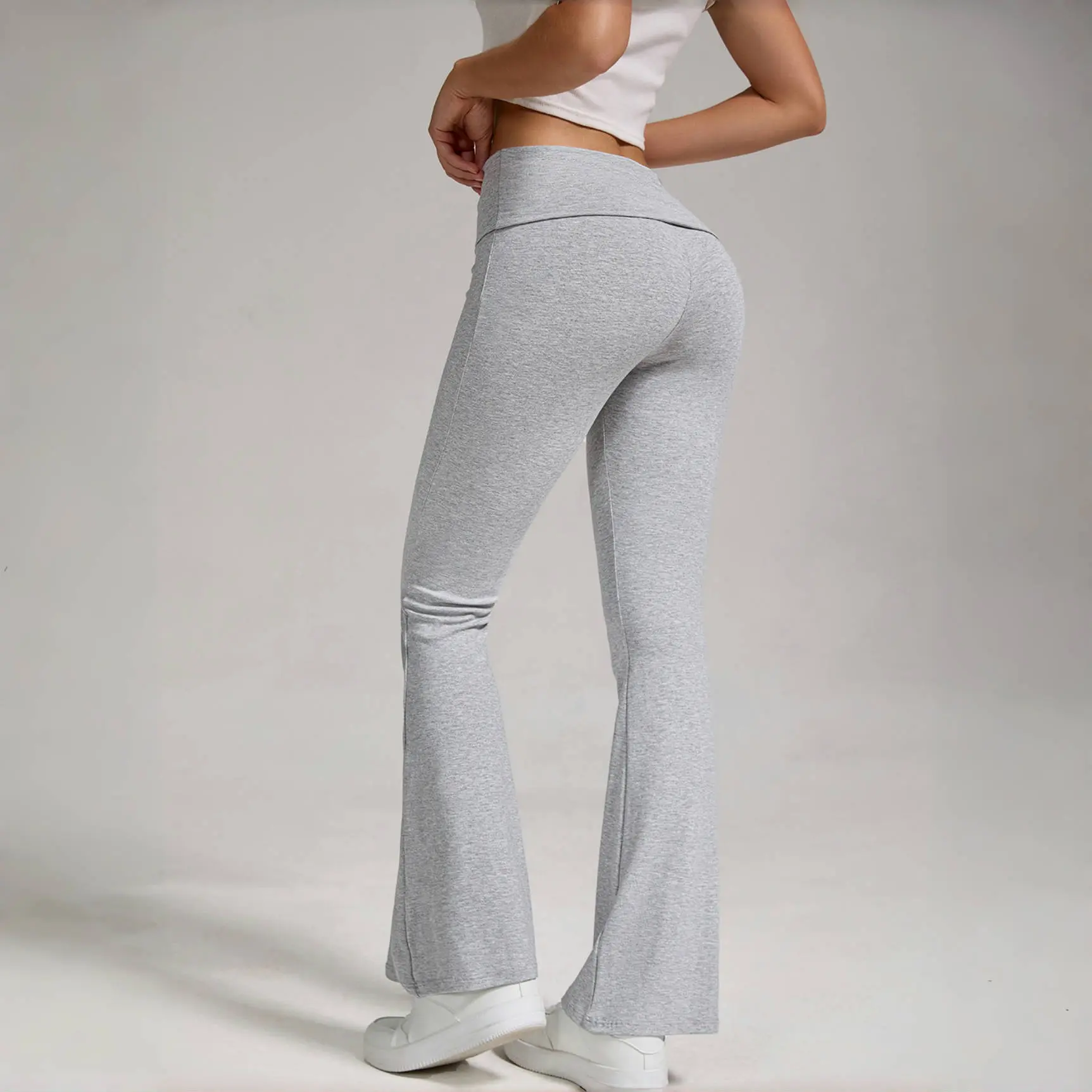 Women's High Waist Overlap Wide Leg Leggings - Universal, Comfy, Breathable Female Sports Pants (44+ Pants Length, All Seasons) for Yoga, Gym, 2024 Downtown Girl Sport & Outdoor Clothing, Flared Leggings, Pants Length 44+
