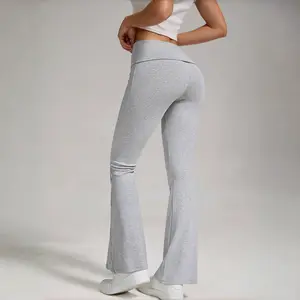 Women's High Waist Flareeg Sports Groove Leggings, overlapCasual Comfy Breathable Skinny Pantsfor Yoga Gym WorkoutRunning,women Sport & OutdoorClothing for Spring & Fall, 2024Downtown Girl Clothes Downtown Girl  Clothes
