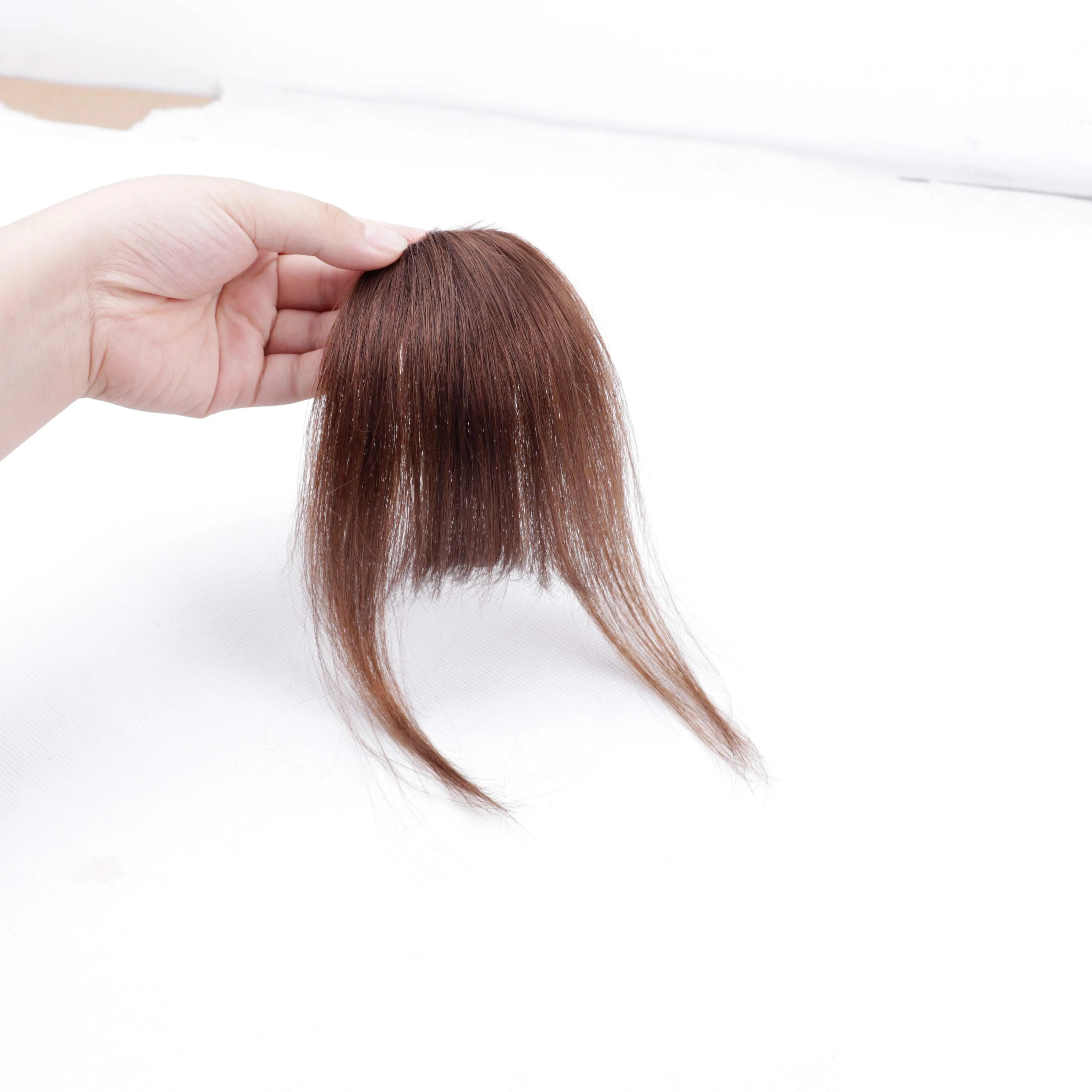 Clip In Bangs-Fake Bangs Hair Clip On Bangs Real Human Hair Air Curtain Bangs For Women Clips Wispy Bangs Hair Extensions Fringe With Temples Hairpieces Curved Bangs For Daily Wear