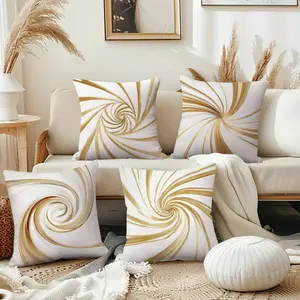 Set of 4, Suitable for Year-Round Decorative Pillow Covers, Featuring Platinum Swirl Art Patterns. These Modern, Luxurious Aesthetic Pillow Covers Have a Two-Tone Design, Single-Sided Printing, Zipper Closure