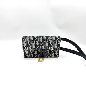 Pre-owned Dior AS SHOWN Clutches & Wristlets HZ 2901 Christian Oblique Jacquard Saddle Shoulder Bag 26.04.01