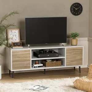 FURMAX Mid-Century 2-Door TV Stand for TVs up to 65"