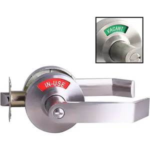 Medium/Heavy Duty Designer Commercial Lever Door Lock (Bathroom  w/, Satin Chrome) Non-Handed, Grade 2 Industrial Door Handle for Restroom Doors