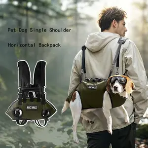 Portable Dog Outdoor Bag Dual Shoulder Pet Backpack Auxiliary Belt, Small Medium Dogs Cat Carrier Handheld Travel Bag