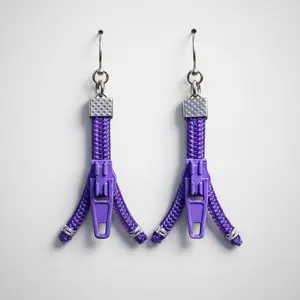 Zipper Earrings | Split Decision No. 3 - Purple