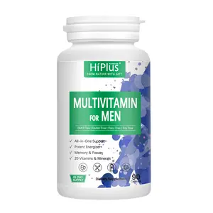 HiPlus Multivitamin for Men - Contains Vitamin D, Vitamin C, B12, Zinc and Other Essential Minerals. Supports Energy, Focus, Stamina & Overall Health - 90 Capsules