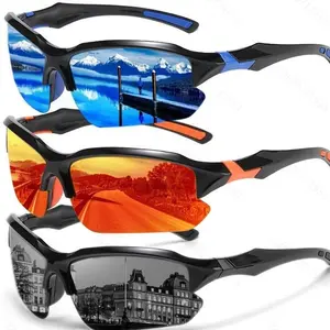 Unisex Resin Sports Polarized Sunglasses - UV400 Protection, Impact-Resistant Shades for Driving, Cycling