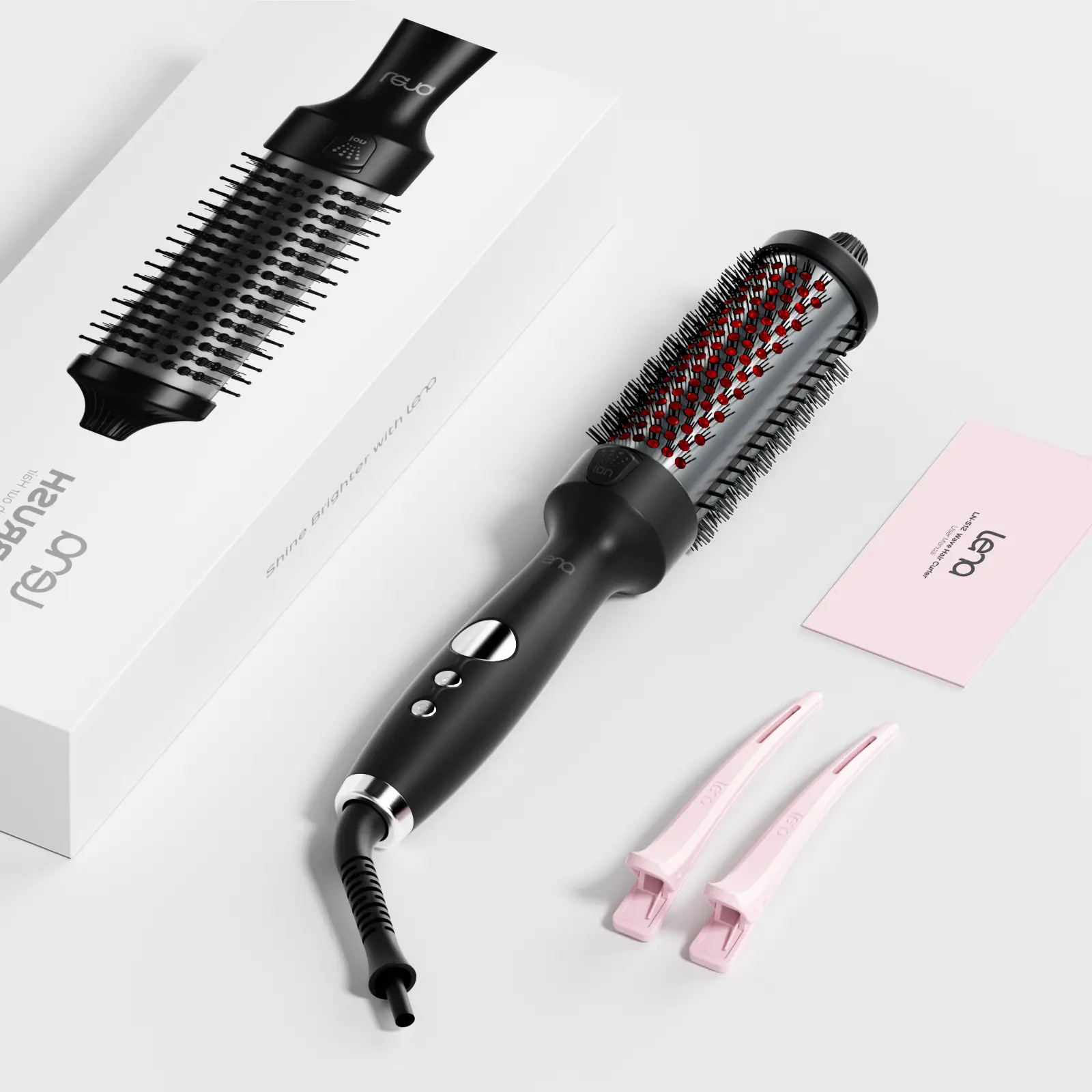 Lena Hair 1.5 Inch All-in-1 Hot Air Brush with Titanium Barrel, Thermal Round Brush, 5 Heat Settings, Infrared Technology & Negative Ion Technology Comfort