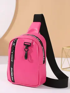 Fuchsia Waist Bag/crossbody Bag, Sporty Letter Print, Coin Purse Organizer, Perfect for Everyday Outings, Birthday Gift Idea