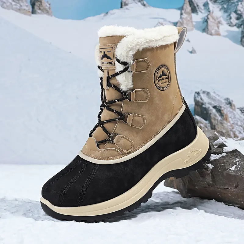 2026 New Unisex Waterproof Non-Slip Thickened Fleece-Lined Warm Heating Cotton Boots for Outdoor Hiking and Snow Use, Couples’ Style