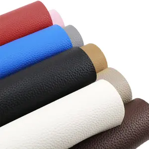 Thick 0.76mm PU Leather Fabric by The Yard, Waterproof Lychee Texture Faux Leather for Upholstery & DIY Crafts synthetic