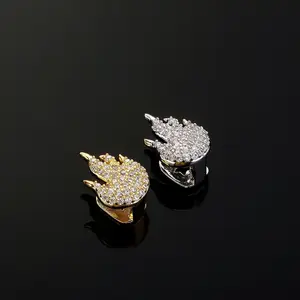 New best selling fashion flame single braces full of zirconium hollow hip-hop braces personality accessories funny braces.