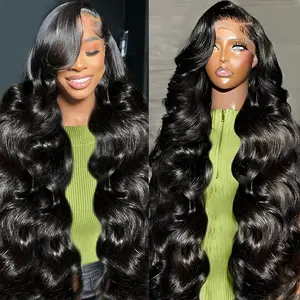 13x6 26 Inch Body Wave Lace Front Wig 100% Remy Human Hair 180% Density Glueless Pre Plucked Frontal Wig for Women Natural Color Soft Healthy Thick