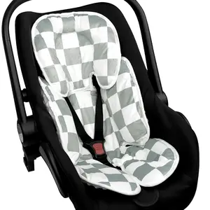 Infant Car Seat Insert, 2-in-1 Carseat Head Support for Newborn, Soft Baby Head Support for Car Seat, Stroller, Bouncers, Green Checkered