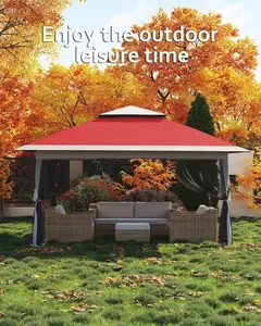 Tent 13x13, Pop Up Gazebo Tent Easy Setup with 4 Sand Bags for Backyard Garden Patio,Mosquito Netting & Height Adjustable Outdoor Shade Canopy Uv Resistant Canopy