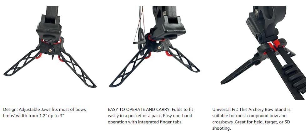 Archery Bow Stand, Rubber Foldable Compound Bow Holder, Ground - Supporting Bipod Rack for Compound Bows, Portable & Scratch - Resistant for Archery Accessories for Hunting Archery Bow Stand, Rubber Foldable Compound Bow Holder, Ground - Supporting Bipod Rack for Compound Bows, Portable & Scratch - Resistant for Archery Accessories for Hunting