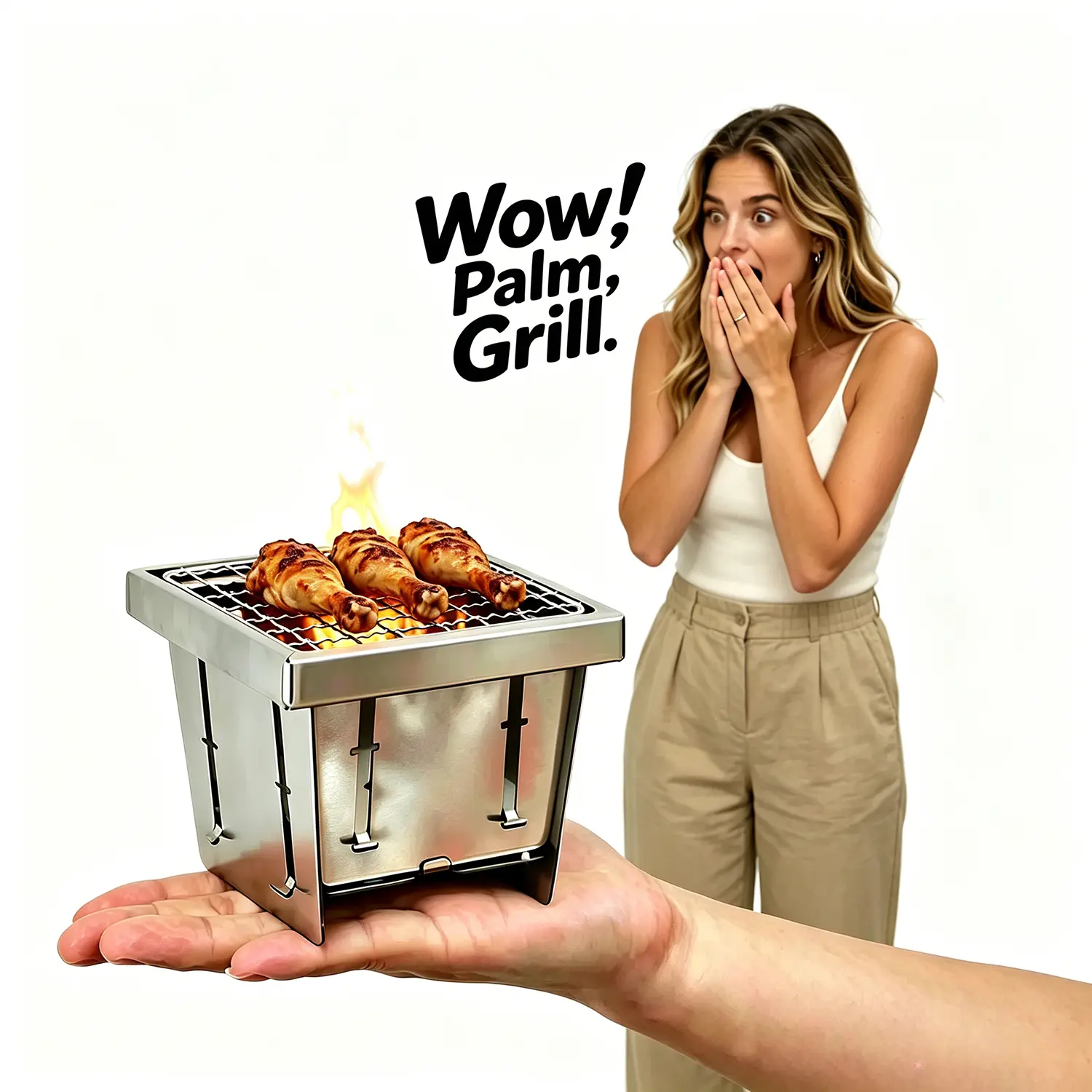 Tankye Mini Pocket Open Flame Charcoal Grill for Hiking, Campfires & BBQ Parties, Portable Set with Furnace Body, Grilling Rack & Storage Bag, Open Flame Grill