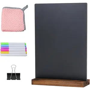 Desk Chalkboard  Sign Double-Sided Chalkboard with Wooden Base Decorative Chalkboards Message Blackboard (1 Pack 8.7x12)