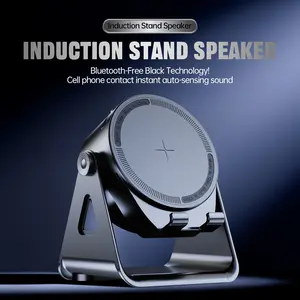 [WRRW]Explosive Creative Induction Bluetooth Speaker Wireless Charging Phone Stand Bluetooth Speaker RGB Color Light Rotating Multifunctional Charger with
