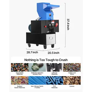 VEVOR Plastic Shredder Crusher, 3HP/2.2KW Plastic Grinder Granulator, 100-150kg/h Capacity Pulverizer Recycling Machine with Wheels, SDK-11 Blade 6mm Mesh for PVC ABS PTFE (220V 60Hz 3-Phase)