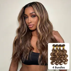 Highlight Hair Bundles Human Virgin Hair Straight Body Deep Wave 12"-30" Double Weft Super Silky Budget Friendly 12A